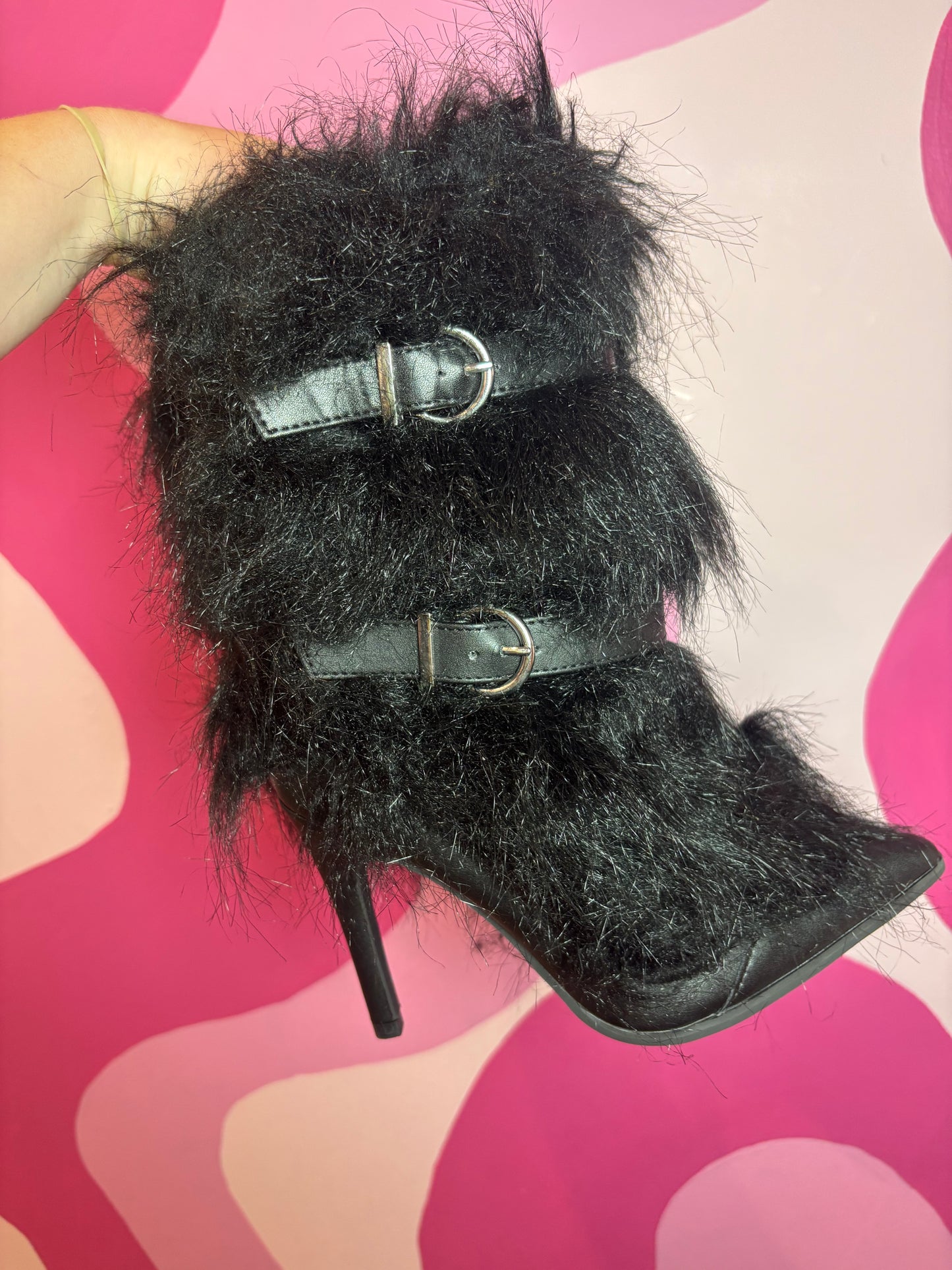 Black Fur Heels