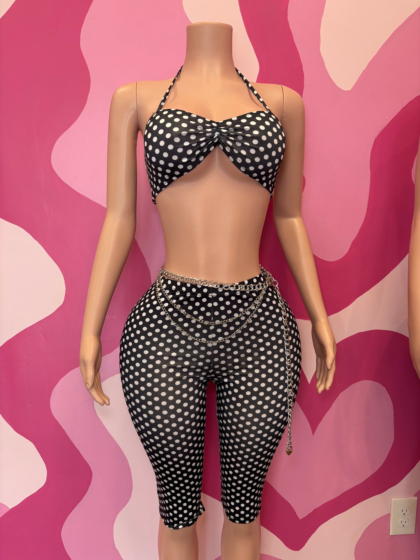Polka Dot Two Piece blk