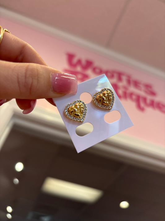Heart Nugget Studded Earrings