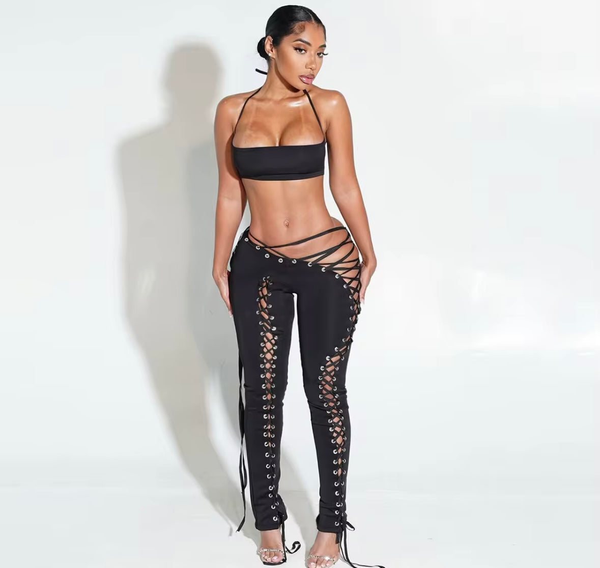 Black Laced Up 2 Piece Set