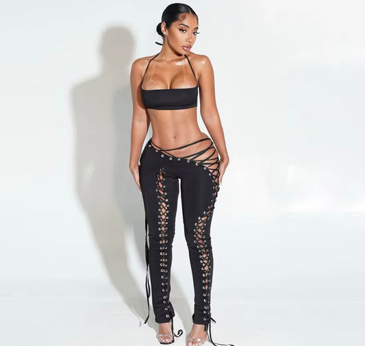 Black Laced Up 2 Piece Set