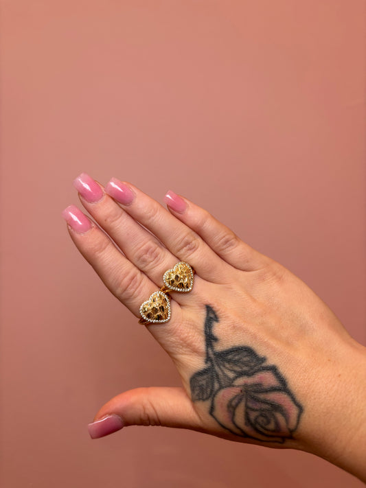 Nugget Heart Ring W/Studs