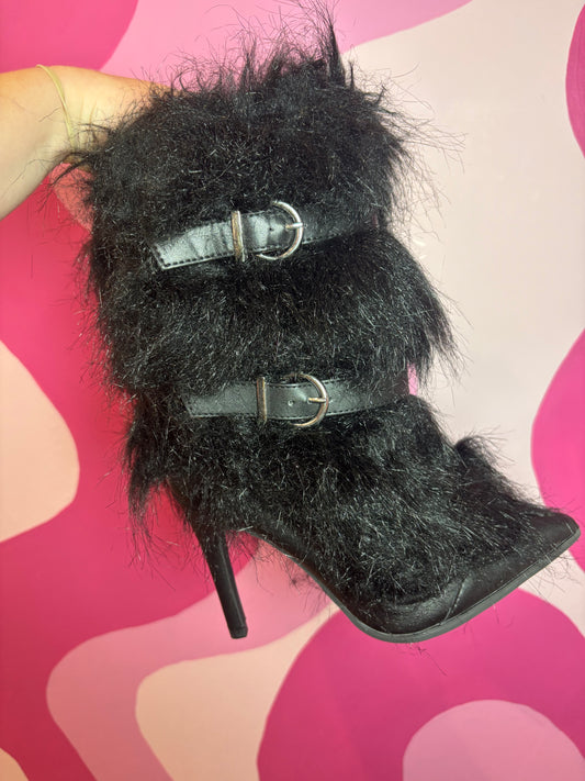 Black Fur Heels