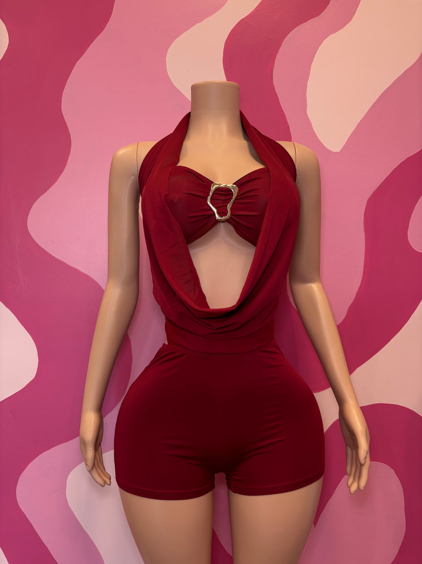 Red After Hours Romper & Bra Set