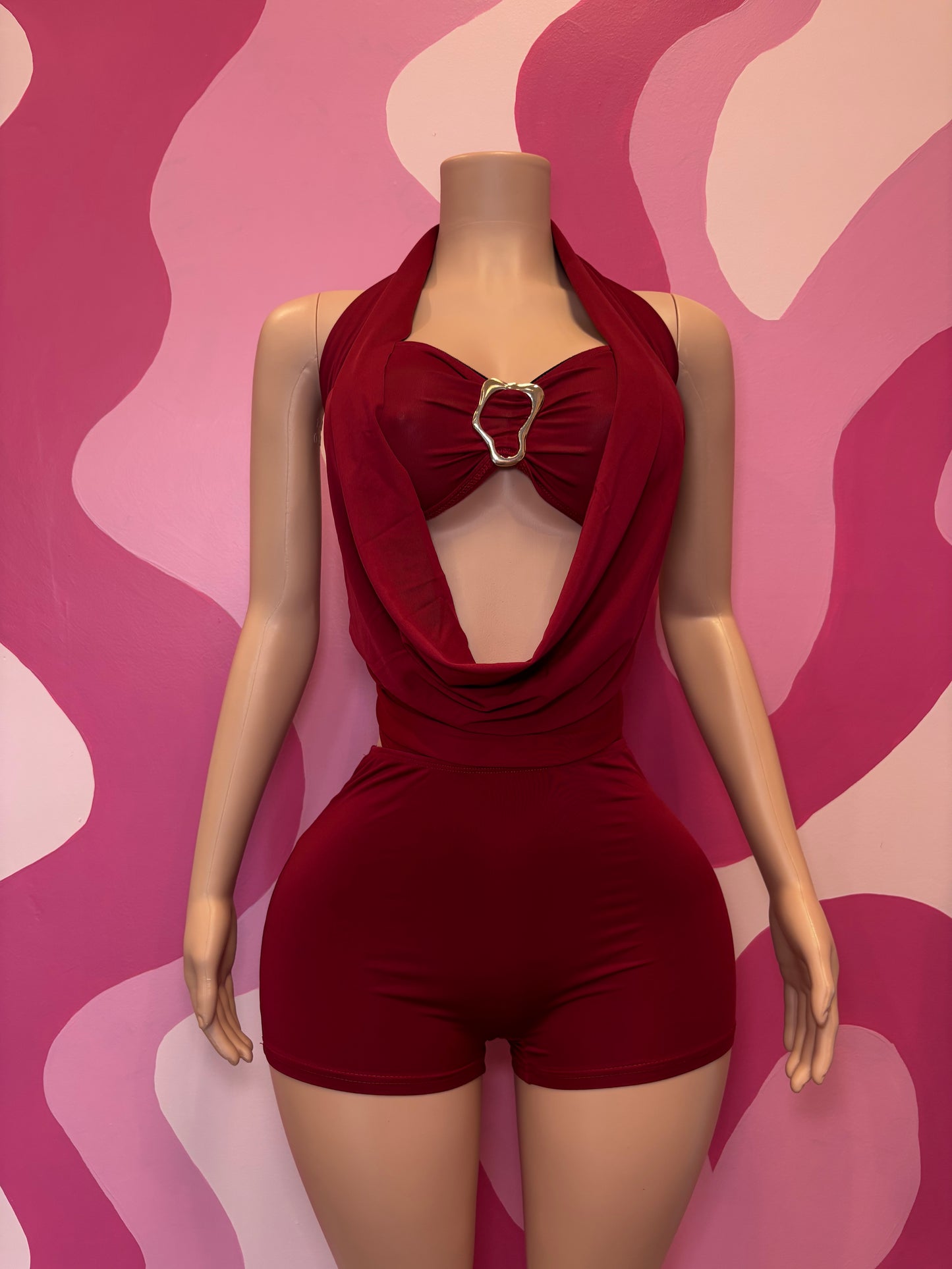 Red After Hours Romper & Bra Set