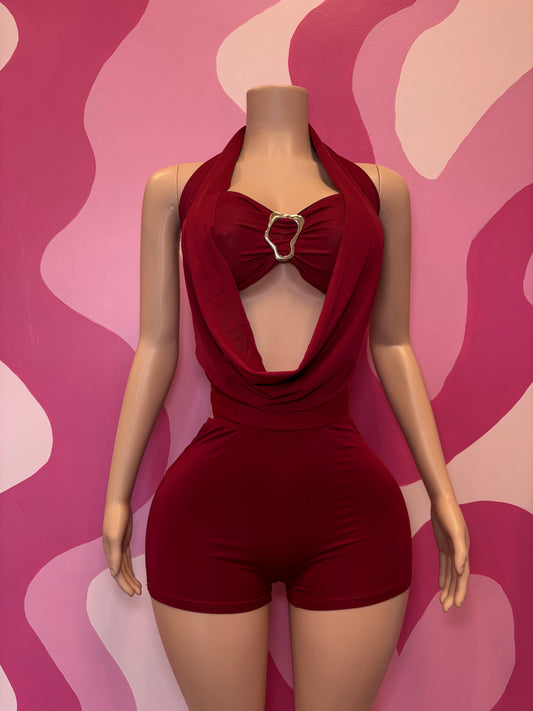 Red After Hours Romper & Bra Set