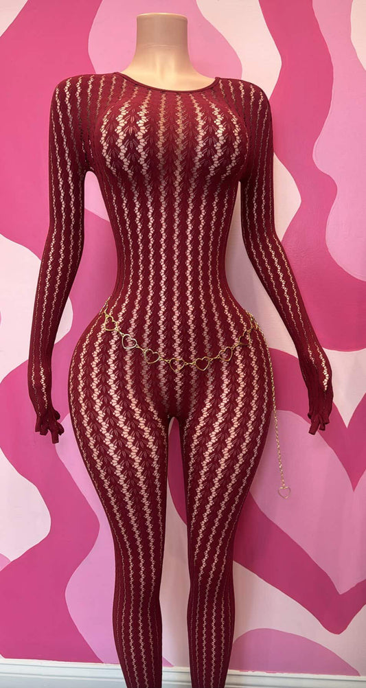 ￼ Burgundy Lace Body Suit